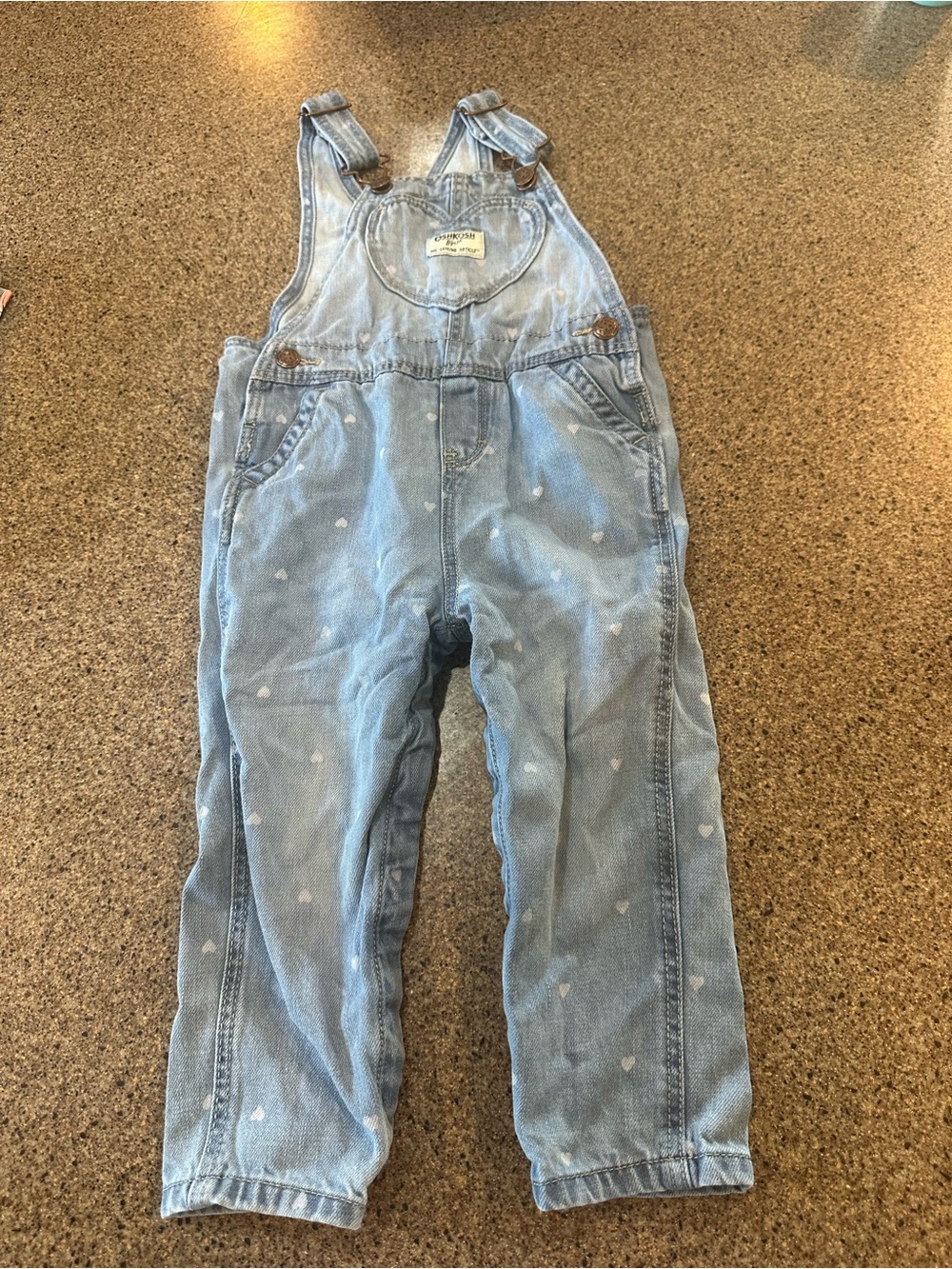 OshKosh B'gosh Light Blue Denim Heart-Accent Overalls
